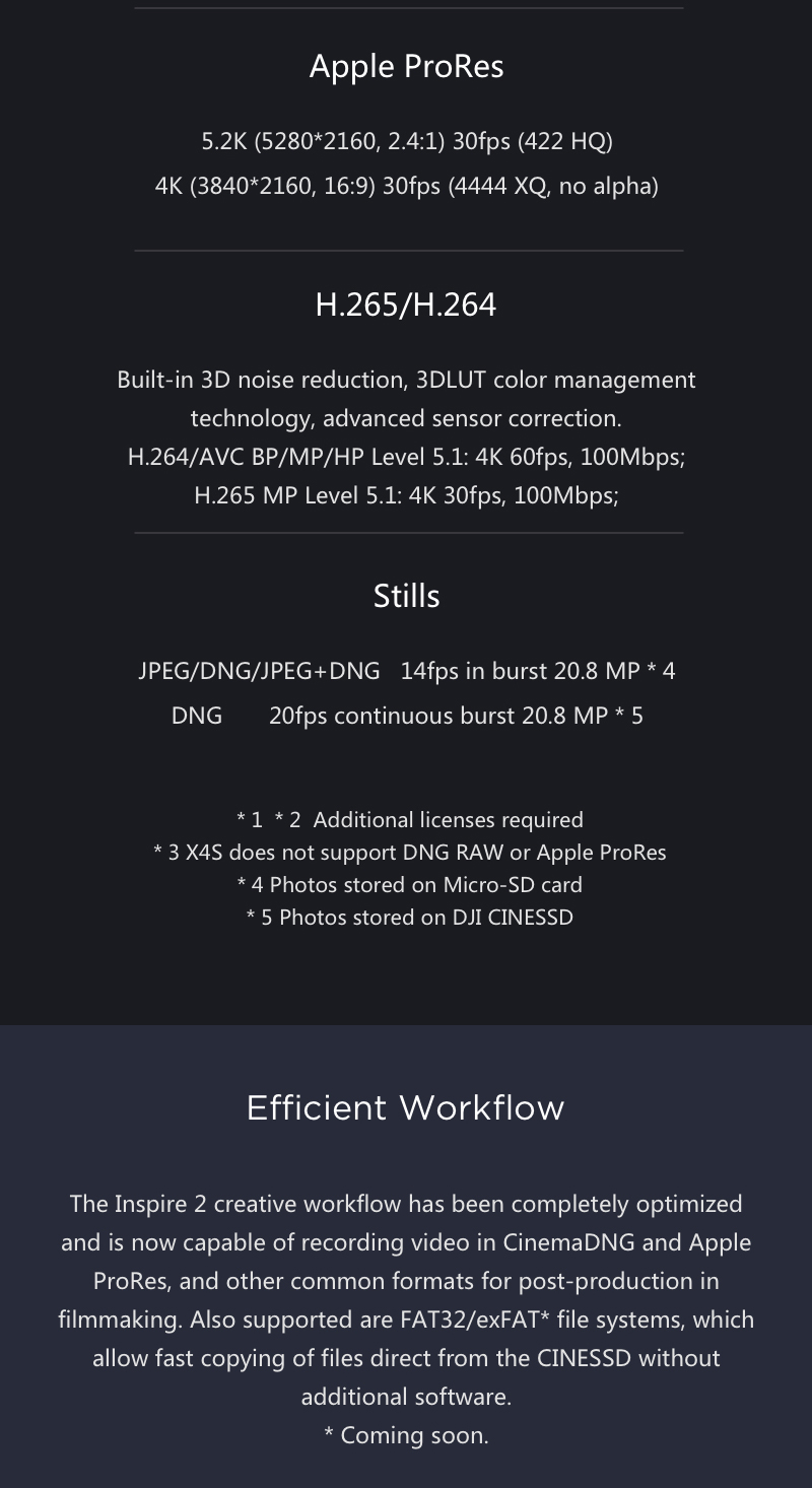 Dji inspire 2 deals specifications